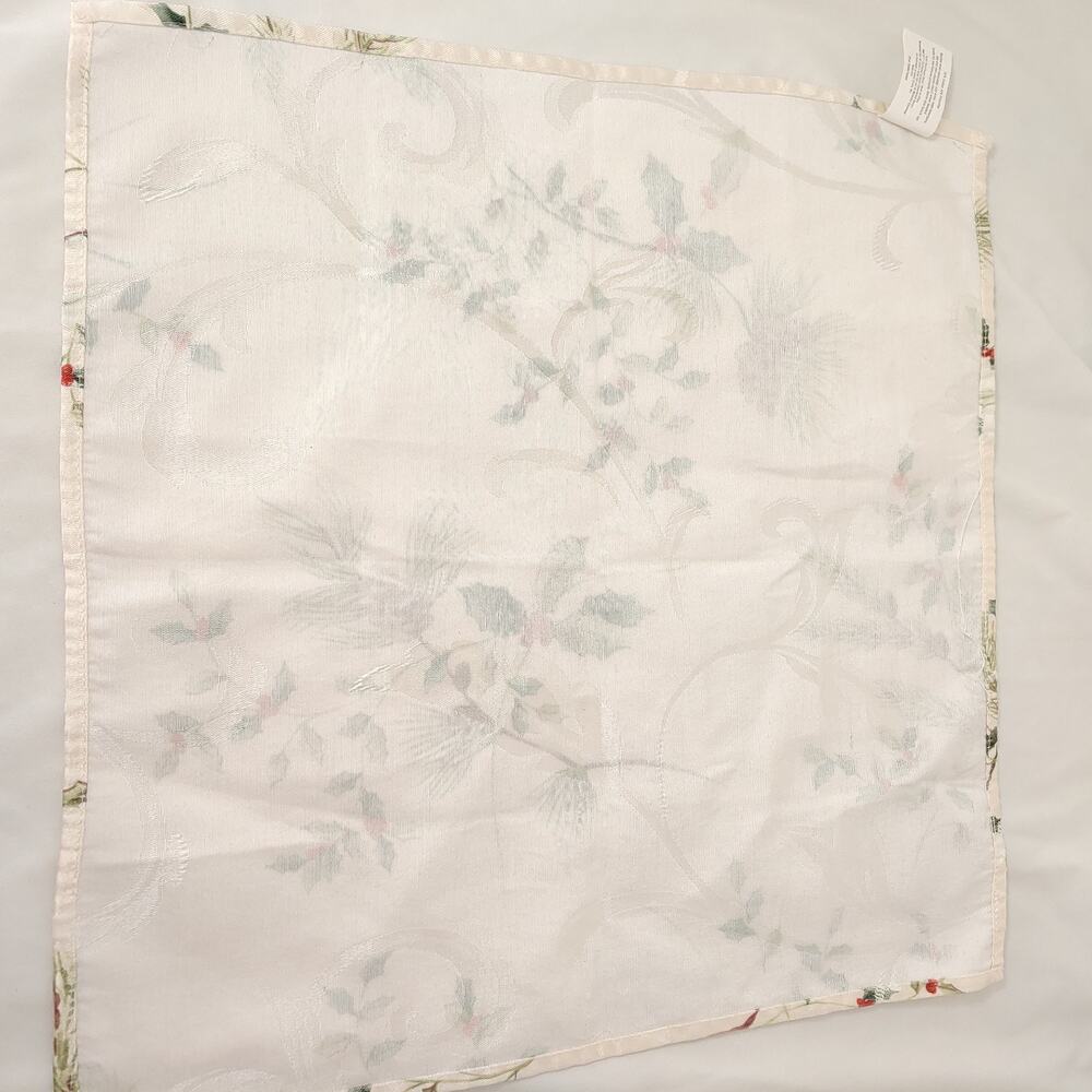 Holiday Christmas Napkins Set‎ of 5 Ivory Pine Cones St Nicholas Alpine Season - Picture 8 of 12